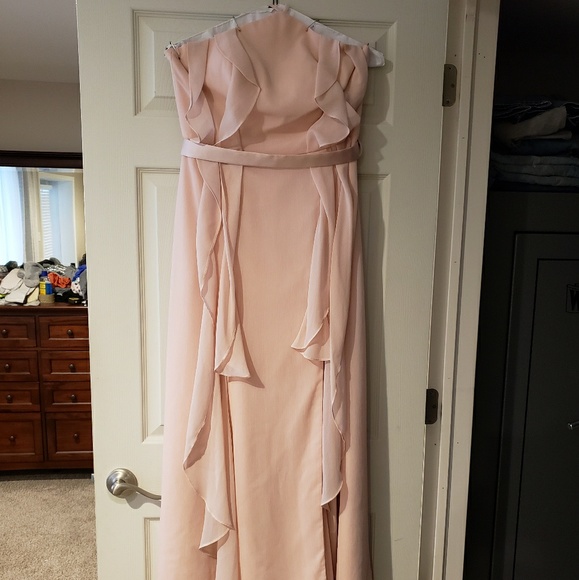 Chiffon High-Neck Bridesmaid Dress with Tie Back - Picture 3 of 5